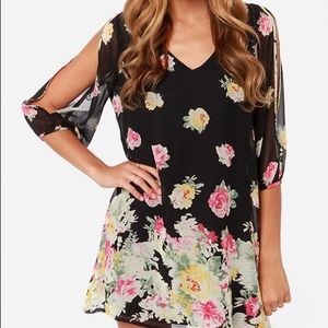 Lulu’s Shifting Dears Black Floral Print Dress